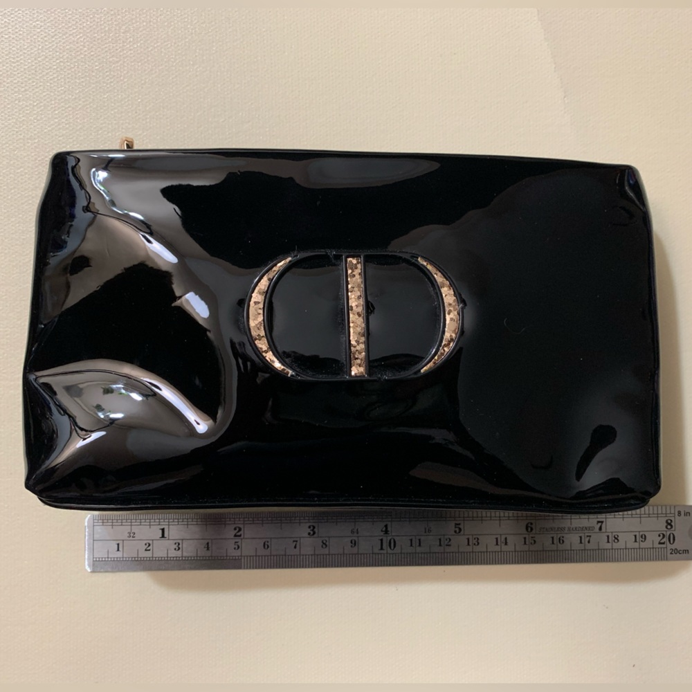 Christian Dior Clutch Mini Hand Bag enamel CD logo glitter